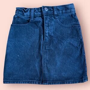 Vintage Guess Black Jean Denim Skirt Youth Girls size 7 USA 90s Retro High Rise